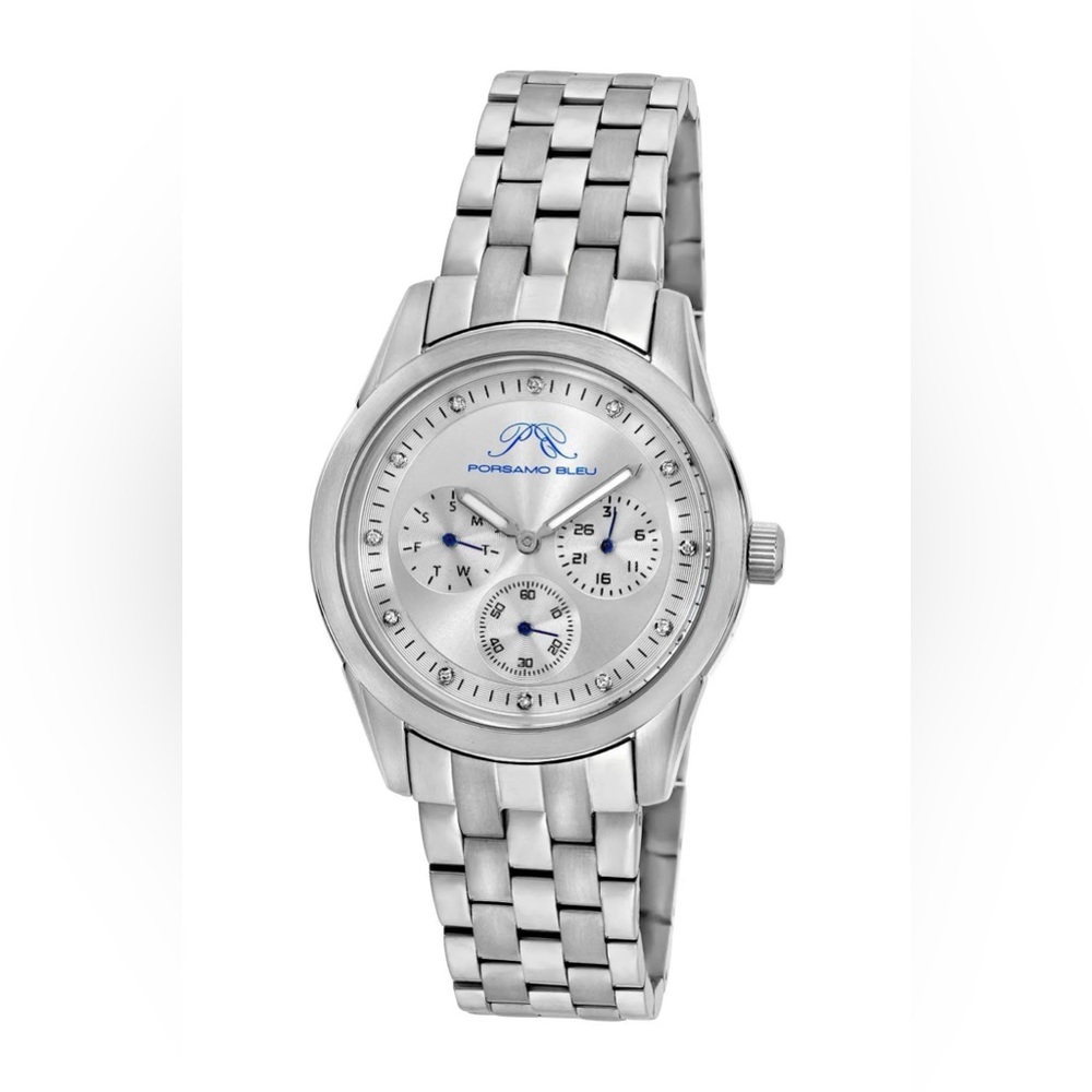 Porsamo Bleu Diana Luxury Diamond Women's Stainless Steel Watch Silver MSRP$1500